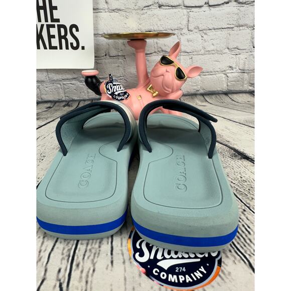 Coach Leather Sport Slides Mens 7 Blue Color block Summer Sandals Slip NEW $190 - Picture 4 of 8